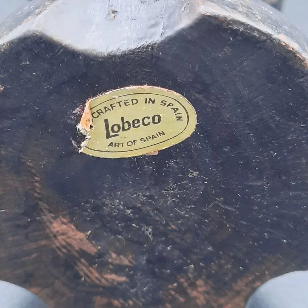 Vintage Lobeco Black & Red Leather Spanish Candle Holder Renaissance‎ Ren Faire